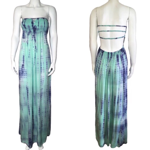 Raviya Dresses & Skirts - Tie Dye Strapless Smocked Maxi Dress Mint Green